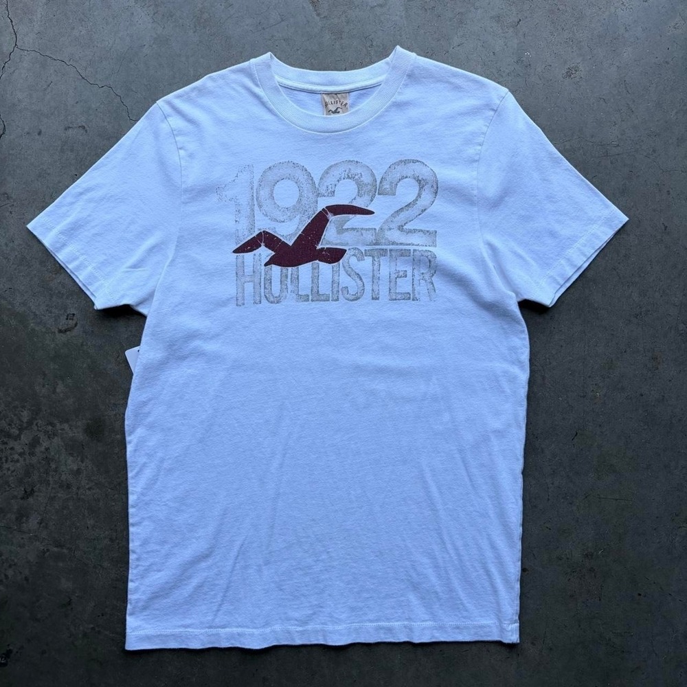 Y2K Hollister Co Tee Size Large Worn White Surf Skate Mall Brand Shirt